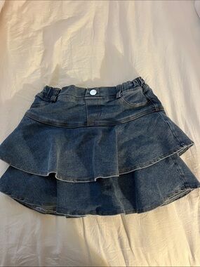 Girls Tiered Denim Mini Skirt